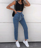Flowerbed High Waist Belted Jeans