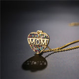 Copper Peach Heart MOM Pendant Necklace