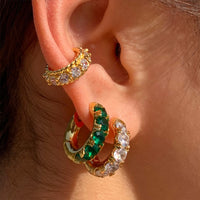 Copper Plated Genuine Gold Temperament Retro White Stone Earrings