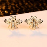 3 Styles Korean Inlaid Crystal Rhinestone Bee Earrings