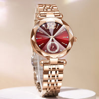 Women's Fashionable Multi-Pronged Gradient Glass With Diamond Face Watch