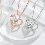 Zircon Double Love Rhinestones Ins Heart-shaped Necklace