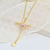 Cupid Heart Angel Wings Tassel Necklace