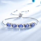 Gemstone Blue Topaz Adjustable Chain Link Bracelet