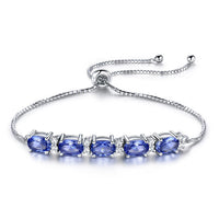 Gemstone Blue Topaz Adjustable Chain Link Bracelet