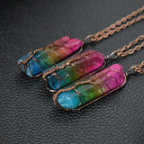 Stone Crystal Pillar Tree Pendant Necklace