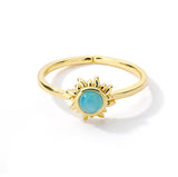 Stainless Steel Vintage Golden Lotus Moon Sun Opal Ring