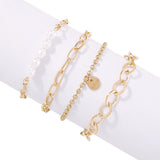 Geometric Pearl Retro Bracelet Set