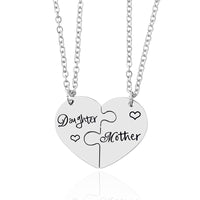 2pcs Love Daughter Mother Puzzle Heart Pendant Necklace