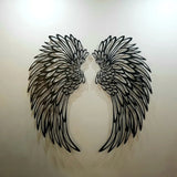 Carved Metal Wall Decor Art With Light Angel Wings