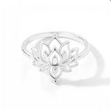 Stainless Steel Vintage Golden Lotus Moon Sun Opal Ring