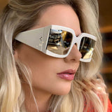 Women Mirror Rivet Oversize Square Sunglasses