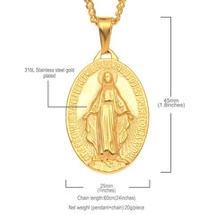 Stainless Steel Virgin Mary Punk Pendant Necklace