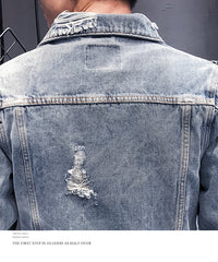 Men's Hip Hop Bomber Cowboy Jean Jacket