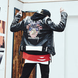 Men Pu Leather Gothic Printed Biker Jackets