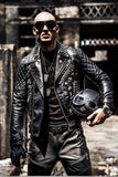 Men Hip Hop Motorcycle Leather Overcoats