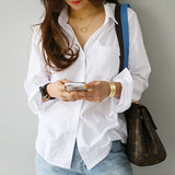 Long Sleeve Casual Turn Down Collar Blouses