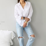 Long Sleeve Casual Turn Down Collar Blouses