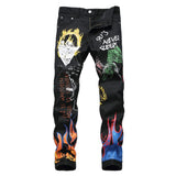 Men's Letters Printed Jeans Colored Pants