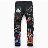 Men's Letters Printed Jeans Colored Pants