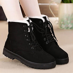 Square Heels Flock Ankle Winter Boots