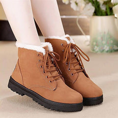 Square Heels Flock Ankle Winter Boots