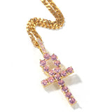 Hiphop CZ Stones Cross Pendant Necklace