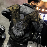 Punk Style Eagle Embroidered Jean Jackets