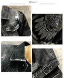 Punk Style Eagle Embroidered Jean Jackets