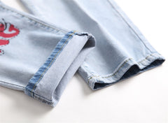 Man's Letter Printed 100% Cotton Jeans Pants