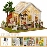 Wooden Miniature Doll House Furniture Kit Casa Led Toys