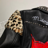 Men's Leopard Long Sleeve Leather Jacket