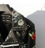 Embroidery PU Leather Moto Biker Jackets