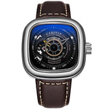 Stainless Steel Tourbillon Fashion Trend Square Leather Watch