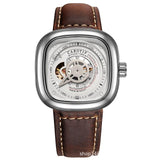 Stainless Steel Tourbillon Fashion Trend Square Leather Watch