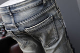 Men Slim Fit Zippers Straight Jeans Pants