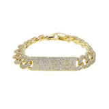 Iced Out Micro Pave Bar Chain Bracelet