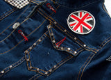 Men's English Flag Patch Slim Jean Jacket