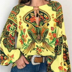 Bohemian Clothing Shirt Vintage Floral Print Tops