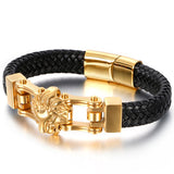 Hip Hop Lion Head Men's Leather Bracelet