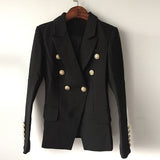 Double Breasted Metal Lion Buttons Blazer