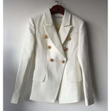 Double Breasted Metal Lion Buttons Blazer