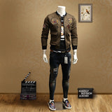Men Army Green Military Motorcycle Jacket
