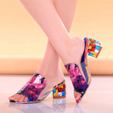 Fashion Summer Crystal  Rhinestone Heels Open Toe Shoes
