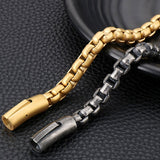 Men's Gold Stainless Steel Metal Bracelet