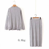2 Pieces Set Women Knitted Skirts Tops