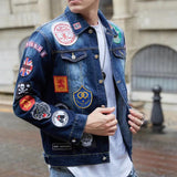 Fashion Print Denim Slim Fit Male Jacket