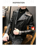 Men's Handsome PU Leather Slim Rivet Jacket