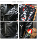 Men's Handsome PU Leather Slim Rivet Jacket
