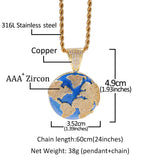 Earth Shape Men Pendant Necklaces